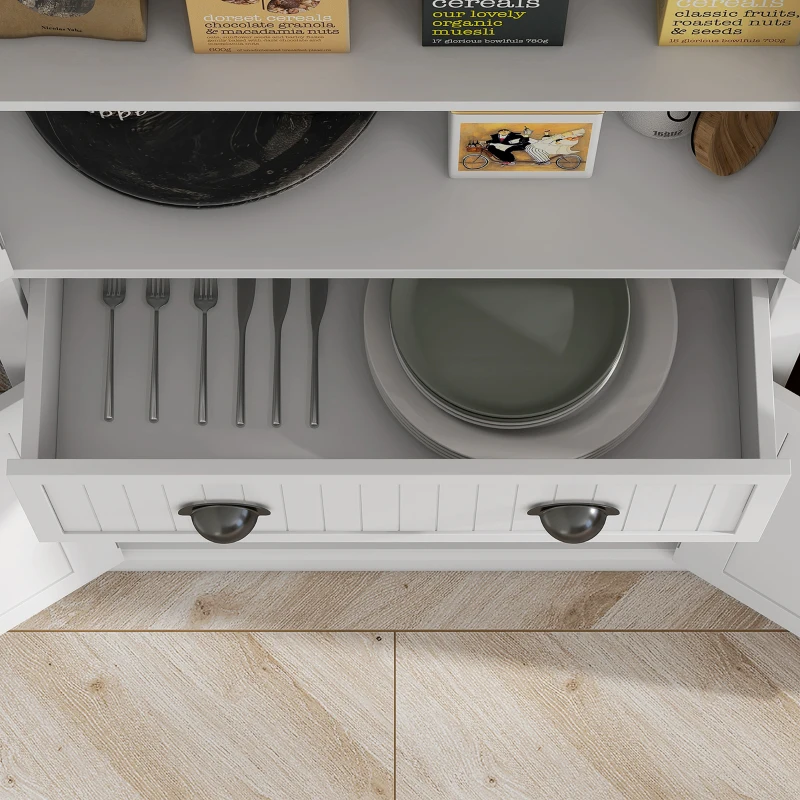 HOMCOM Tall Colonial Style Free Standing Kitchen Pantry Storage Cabinet