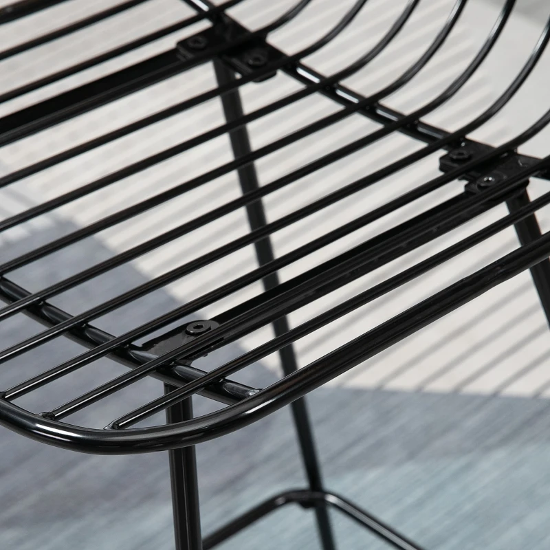 HOMCOM Modern Bar Stools, Metal Wire Bar Height Barstools, 30" Seat Height Bar Chairs for Kitchen with Back and Footrest, Set of 2, Black