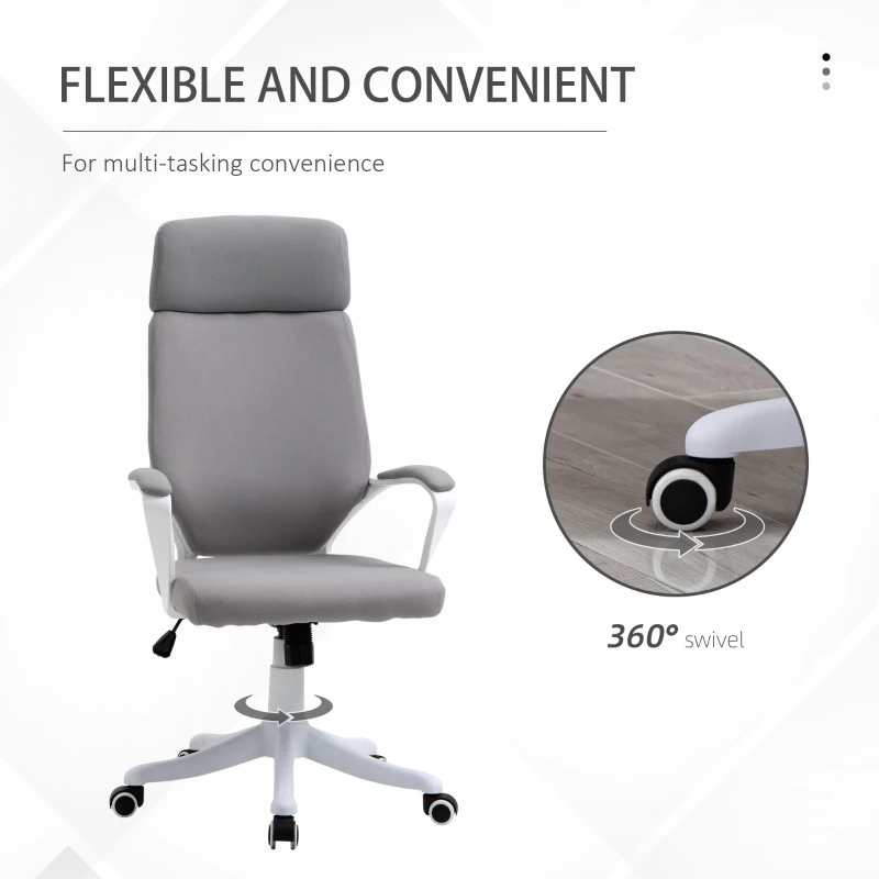 Vinsetto Office Chair High Back Computer Desk Chair 360° Swivel Task Chair with Lumbar Back Support, Padded Armrests, Adjustable Height