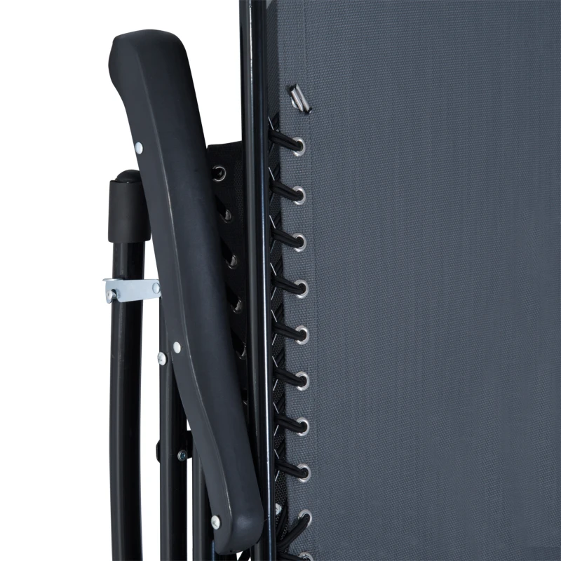 Outsunny Outdoor Folding Rocking Chair Patio Table Seating Set, 2 Rocking Chairs with Armrests and 1 Side Table with Tempered Glass - Gray