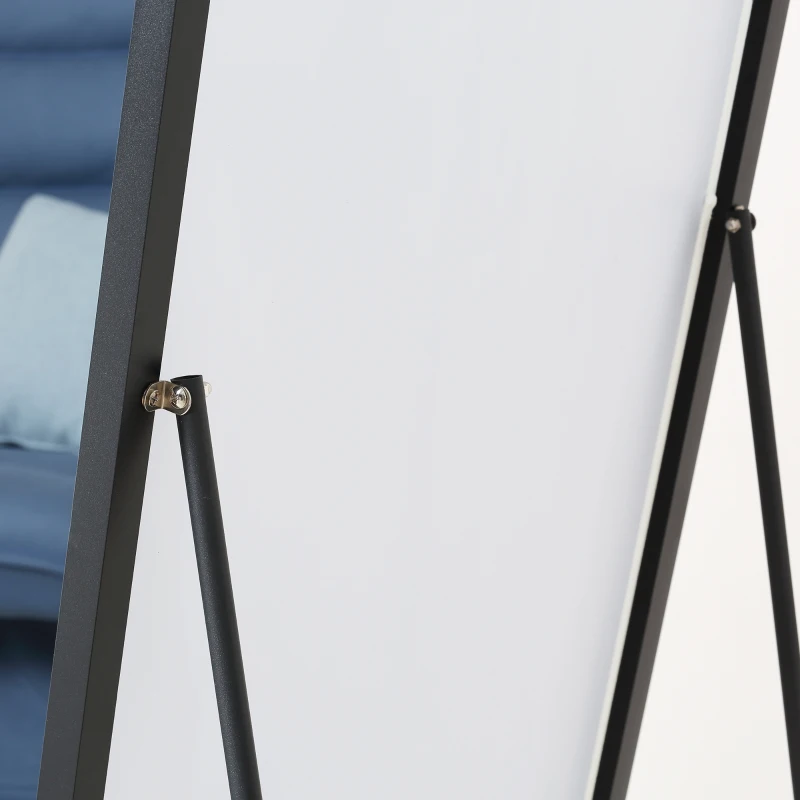 HOMCOM 63"x20" Full Length Mirror, Floor Standing, Wall-Mounted or Leaning Against Wall Tall Mirror w/Support Frame, Rectangular Full Body Mirror for Bedroom, Living Room, Black
