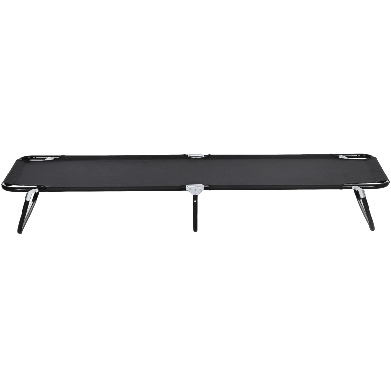 Outsunny Outdoor Folding Camping Cot Sleeping Bed for Adults, Office Home Use, Black