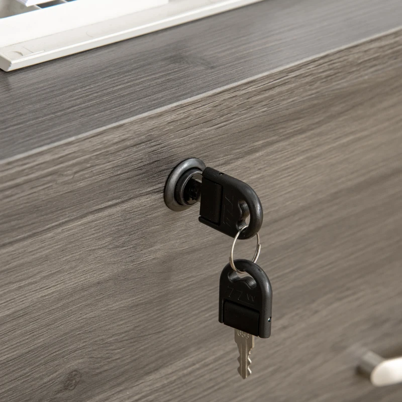 Vinsetto 2 Drawer File Cabinet with Lock, Office Filing Cabinet, Hanging Bar for Letter Size, Home Office, Grey