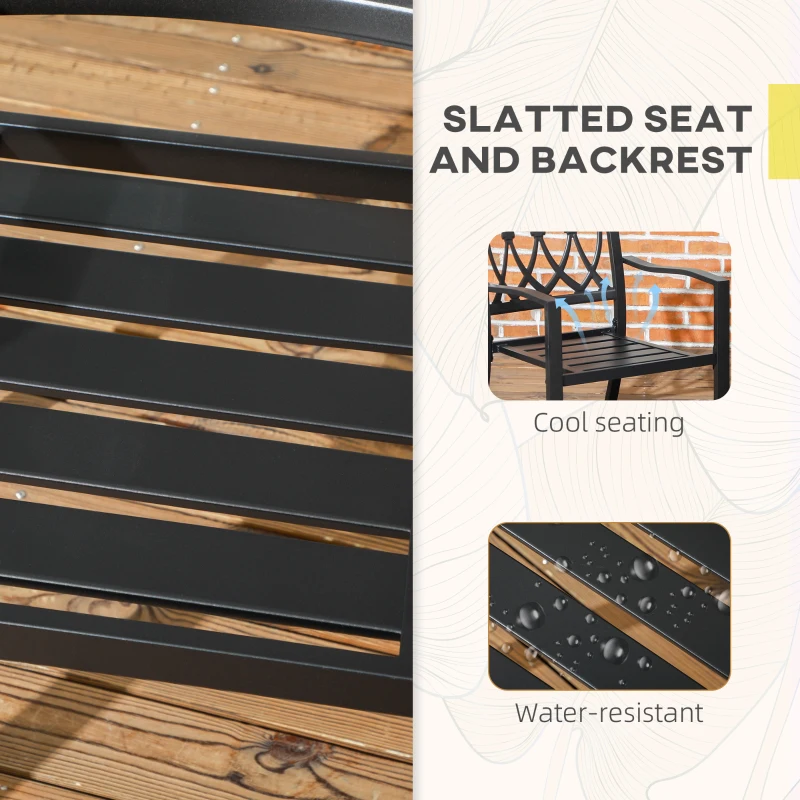 Outsunny 2 PCs Dining Chairs, Outdoor Armchairs, Stackable Design, Black