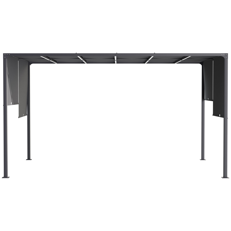 Outsunny 10' x 13' Outdoor Patio Pergola with Sliding Roof, LED Lights, Solar Powered for Garden, Lawn, Backyard, Dark Grey