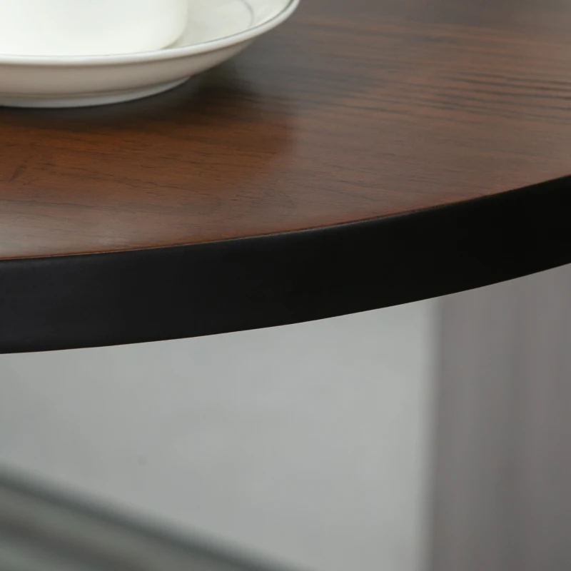 HOMCOM 41" H Bar Height Round Bar Table, Rustic Industrial Pub Table, Elm Wood Top Bistro Table with Metal Base