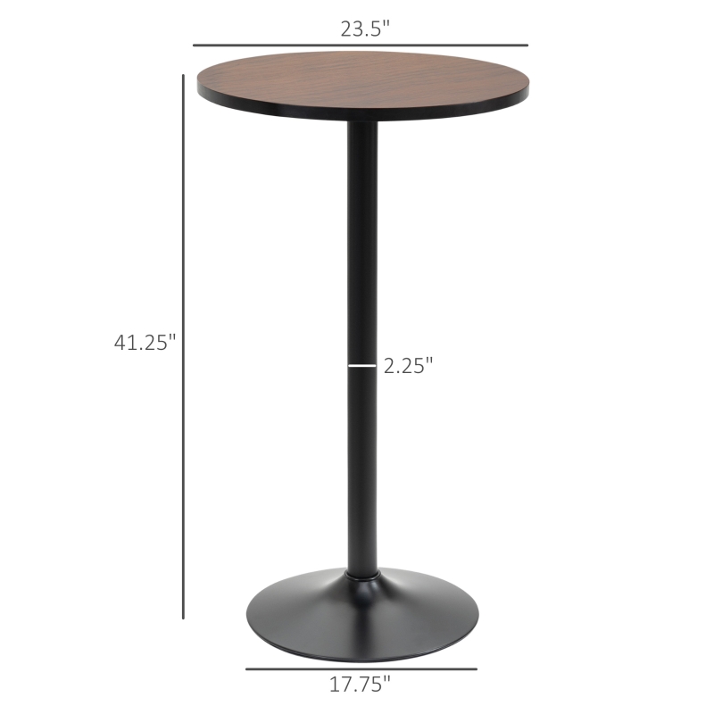 HOMCOM 41" H Bar Height Round Bar Table, Rustic Industrial Pub Table, Elm Wood Top Bistro Table with Metal Base