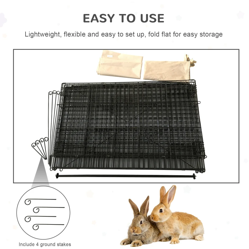 PawHut Outdoor Metal Kennel Enclosure for Small Animals, Utilizable as Rabbit or Chicken Run, 87" x 41", Black & White
