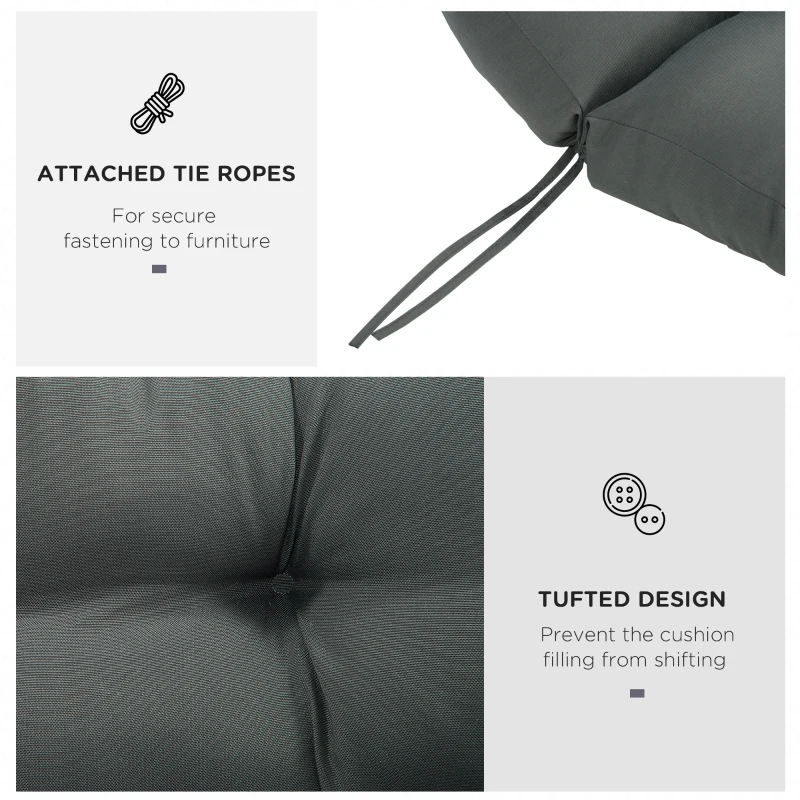 Outsunny Set of 2 Outdoor Chaise Lounge Cushions, 72" x 22" Patio Lounge Chair Cushions with Ties for Outdoor, Indoor, Dark Grey