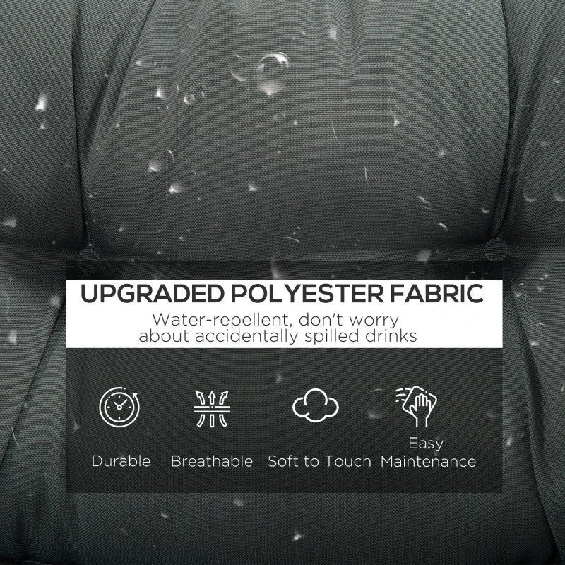 Outsunny Set of 2 Outdoor Chaise Lounge Cushions, 72" x 22" Patio Lounge Chair Cushions with Ties for Outdoor, Indoor, Dark Grey