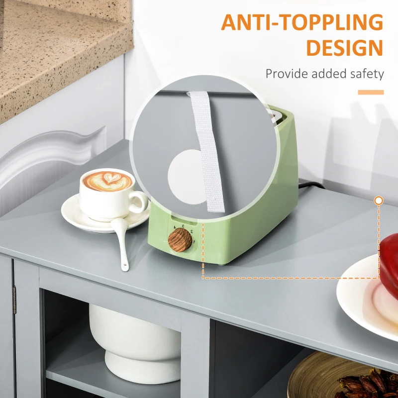 HOMCOM Modern Sideboard Buffet Cabinet, Console Table with Framed Glass Doors, Multiple Storage Options, and Anti-Topple for Kitchen, Living Room, Grey