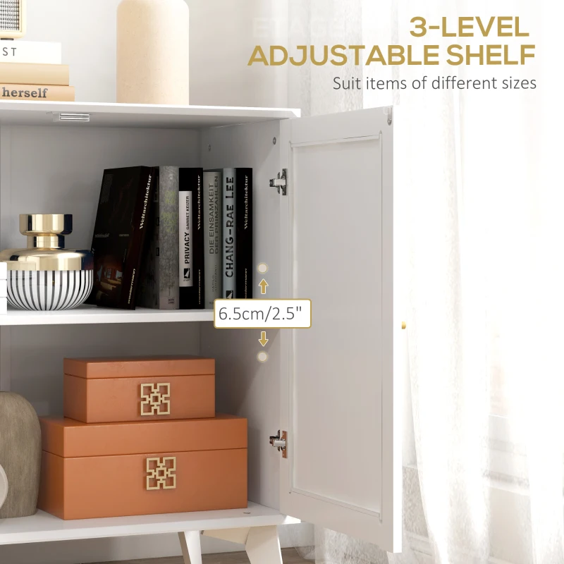 HOMCOM Boho Sideboard Cabinet, Freestanding Sideboards and Buffets with 2 Rattan Doors and Adjustable Shelf