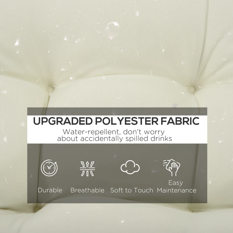 Outsunny Set of 2 Outdoor Chaise Lounge Cushions, 72" x 22" x 4.7" Patio Lounge Chair Cushions with Ties for Outdoor, Indoor, Cream White