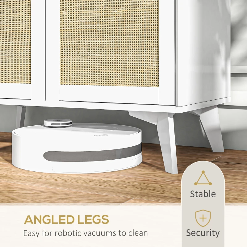 HOMCOM Boho Sideboard Cabinet, Freestanding Sideboards and Buffets with 2 Rattan Doors and Adjustable Shelf