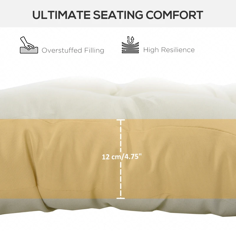 Outsunny Set of 2 Outdoor Chaise Lounge Cushions, 72" x 22" x 4.7" Patio Lounge Chair Cushions with Ties for Outdoor, Indoor, Cream White