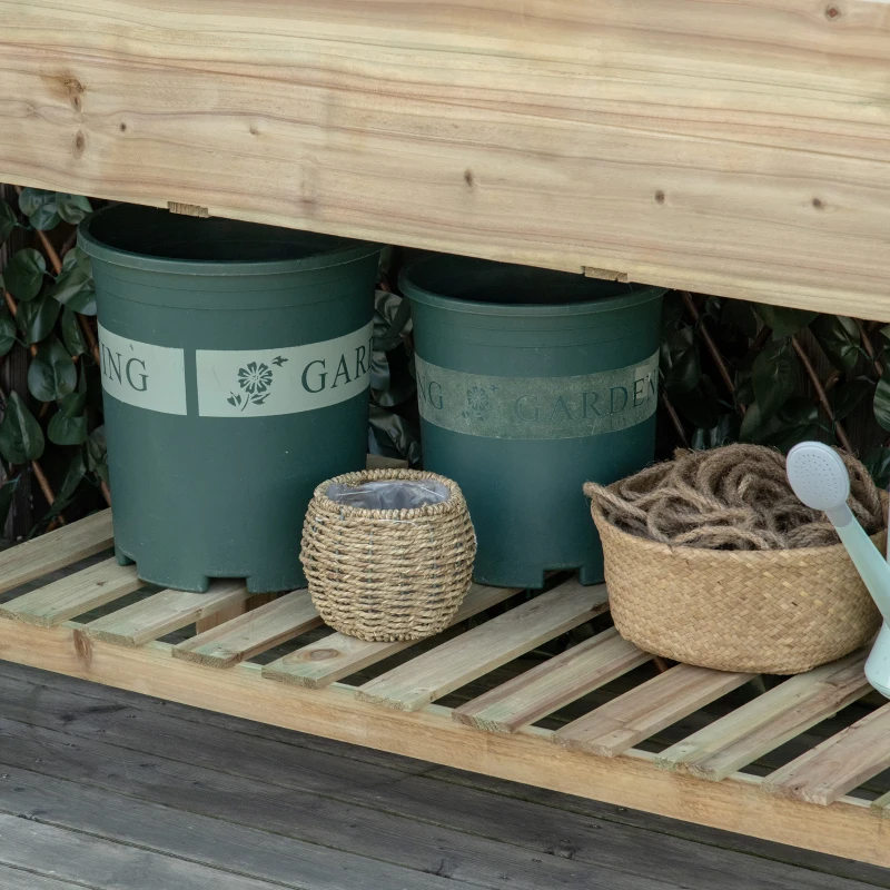 Outsunny 45" x 22" x 33" Elevated Planter Box w/ Legs and Storage Shelf, Raised Garden Bed, Elevated Wooden Planter Box, Gardening Standing Growing Bed for Backyard Patio Balcony