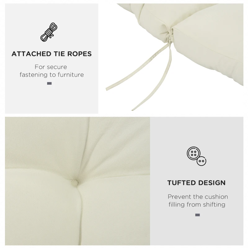 Outsunny Set of 2 Outdoor Chaise Lounge Cushions, 72" x 22" x 4.7" Patio Lounge Chair Cushions with Ties for Outdoor, Indoor, Cream White