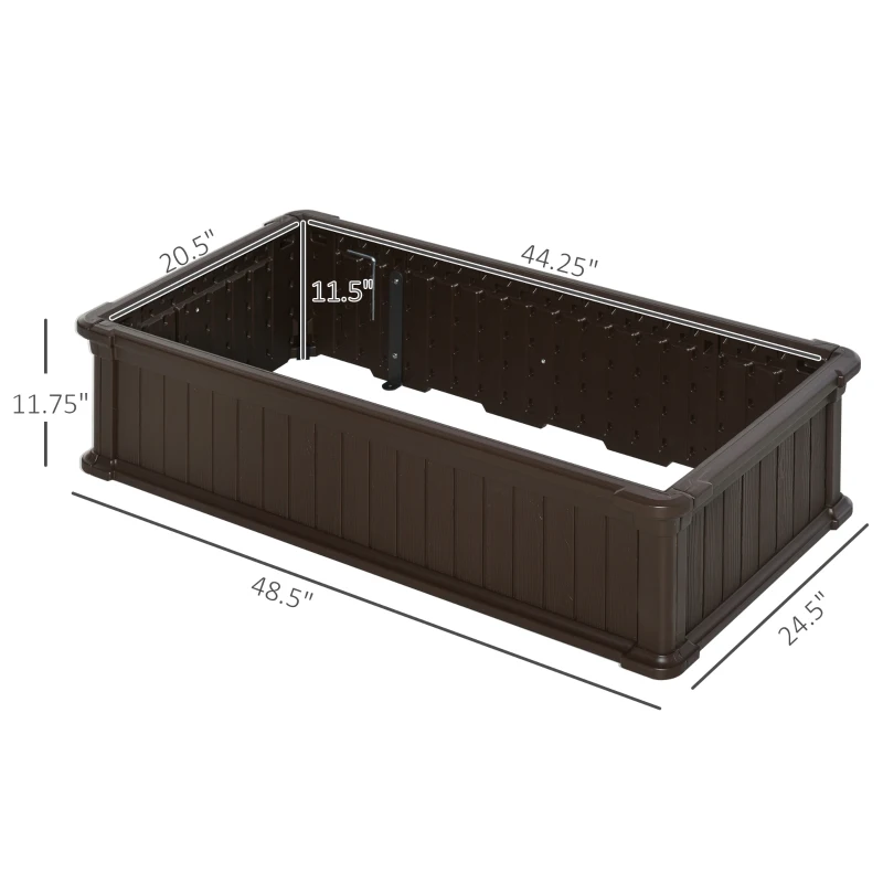 Outsunny 48" x 24" x 12" Raise Garden Bed, Planter Box, Above Ground Garden for Flowers, Herb, Vegetables with Easy Assembly, Brown
