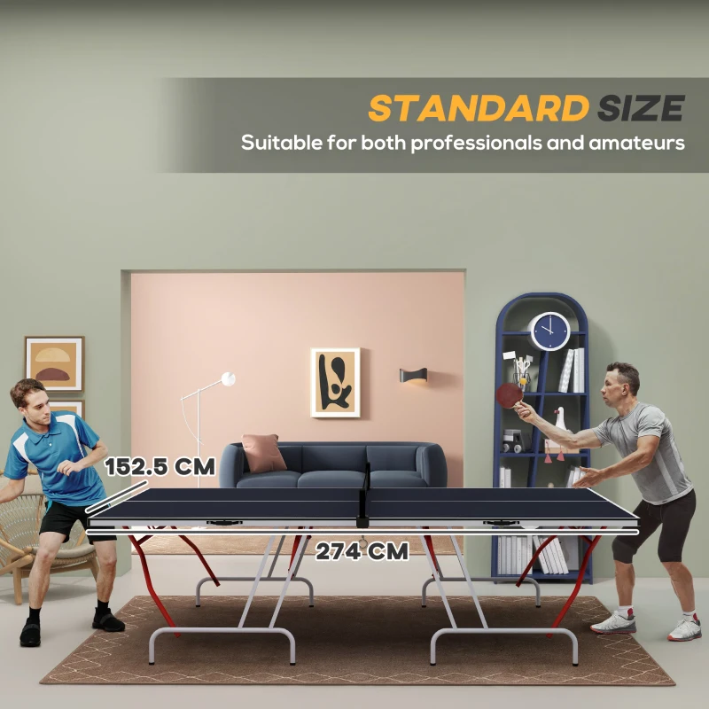 Soozier Full Size Table Tennis Table, Folding Ping Pong Table with Paddles and Balls, Charcoal Gray