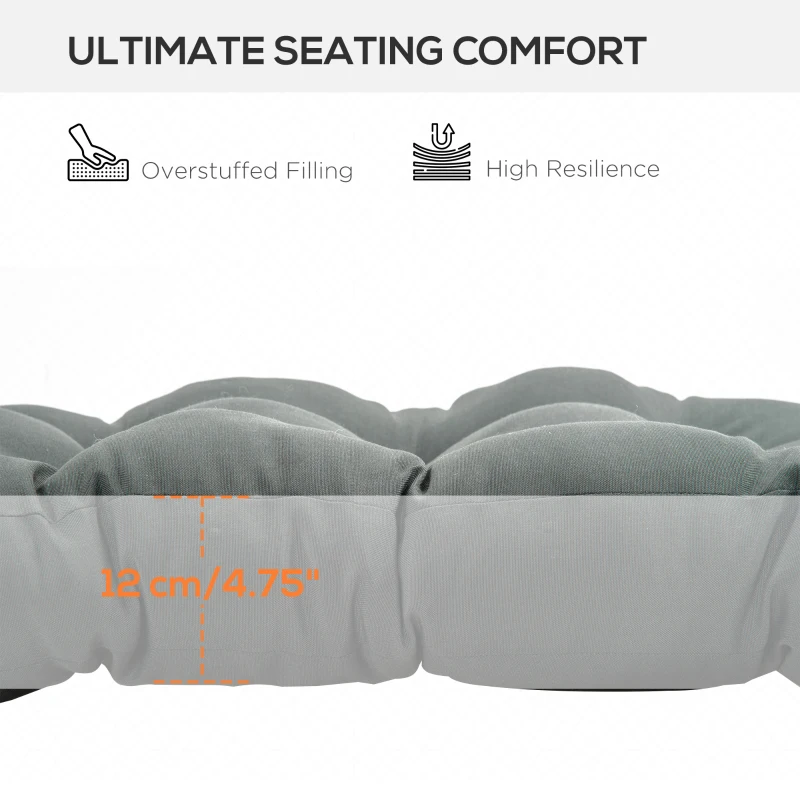 Outsunny Set of 2 Outdoor Chaise Lounge Cushions, 72" x 22" Patio Lounge Chair Cushions with Ties for Outdoor, Indoor, Dark Grey