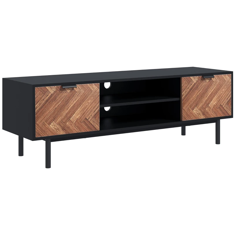HOMCOM Modern TV Stand with Storage for TVs up to 60", Media Console with 2 Cupboards and Open Shelves, TV Unit for Bedroom, Living Room, Black