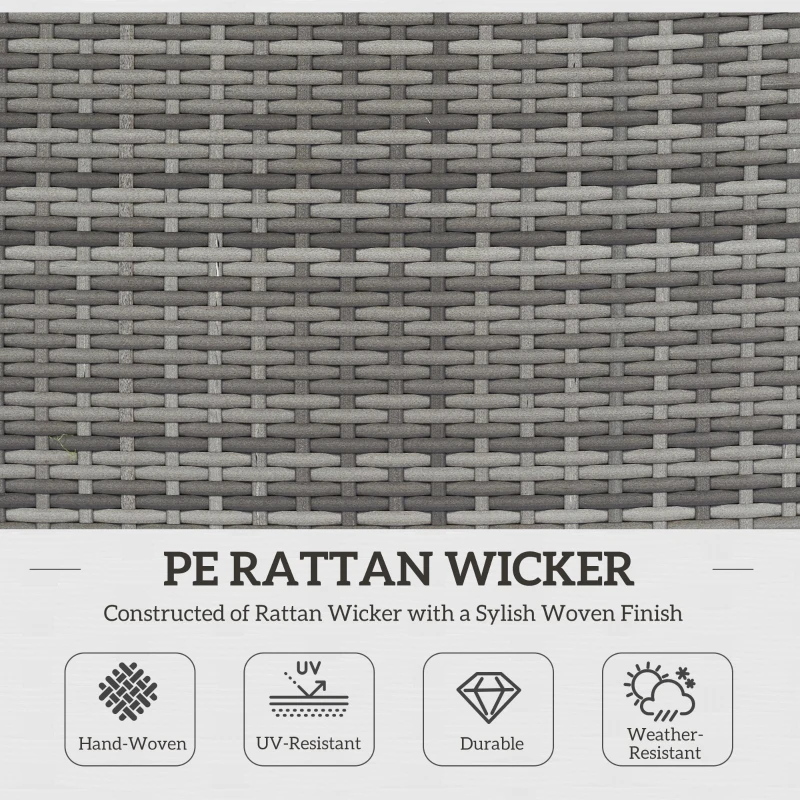 Outsunny 7 Pieces Outdoor Rattan Sofa Set, Wicker Patio Furniture Set with Glass Top Coffee Table, Pillows, Mixed Gray and Blue