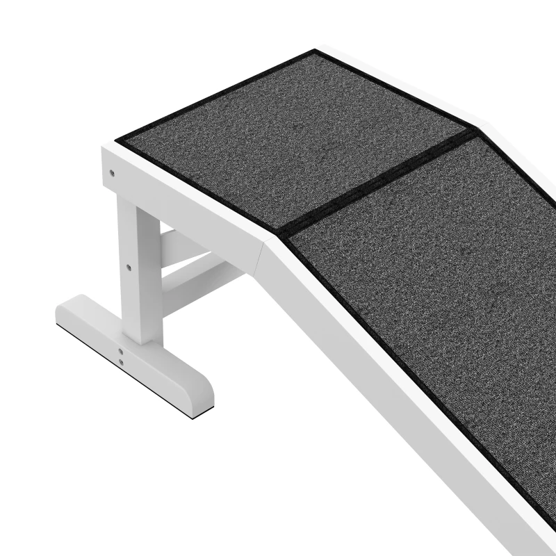 PawHut Pet Ramp, Bed Steps for Dogs Cats with Non-slip Carpet, 49"L x 16"W x 14"H, White Grey