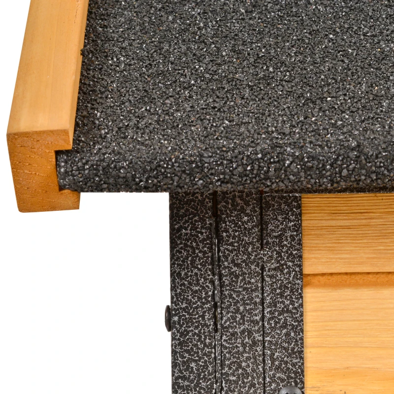 PawHut Outdoor Rabbit Cage Elevated Pet House w/ Slide-Out Tray, Natural Wood & Black