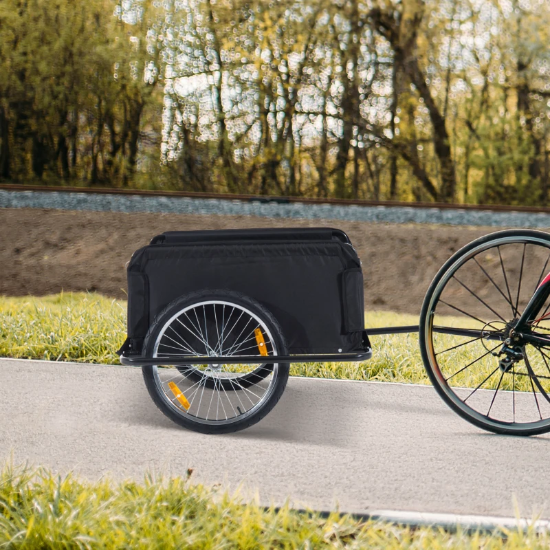 Aosom Bicycle Cargo Trailer, Two-Wheel Bike Luggage Wagon Trailer with Removable Cover, Wheel 20", Red