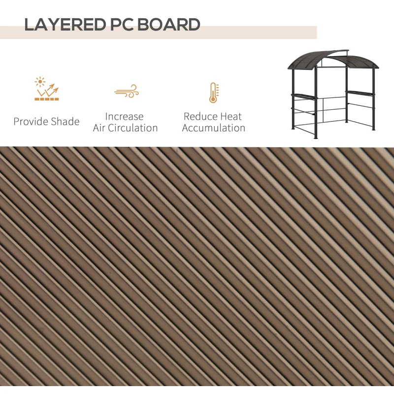 Outsunny 8' x 5' Grill Gazebo with Vented PC Roof, Side Shleves, Dark Grey