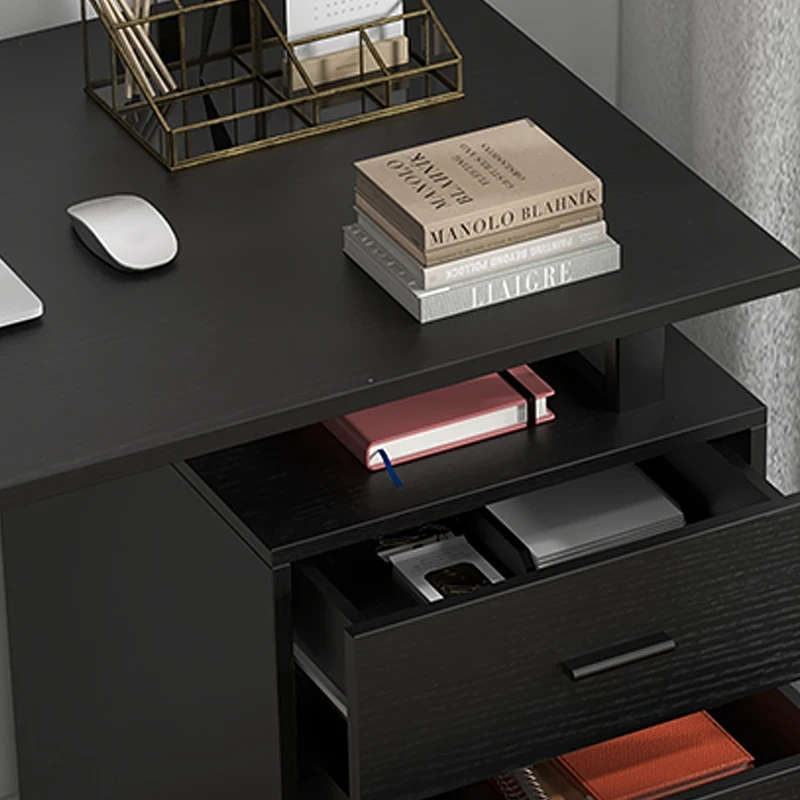HOMCOM 47" Computer Desk with Drawers, Modern Writing Desk with Storage File Drawers for Home Office, Study, Black