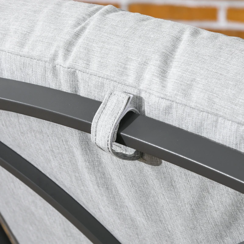 Outsunny Outdoor Rattan Recliner Chair, Wicker Reclining Chair with Adjustable Back Retractable Footrest Cushion Light Grey