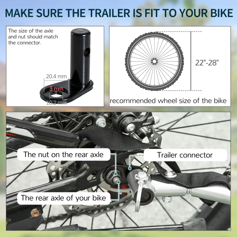Aosom Bicycle Cargo Trailer, Two-Wheel Bike Luggage Wagon Trailer with Removable Cover, Wheel 20", Red