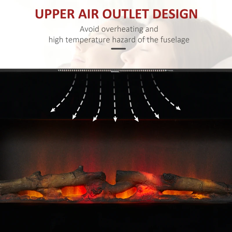 HOMCOM Electric Wall-Mounted Fireplace Heater with Adjustable Flame Effect, Remote Control, Timer, 1400W, Black