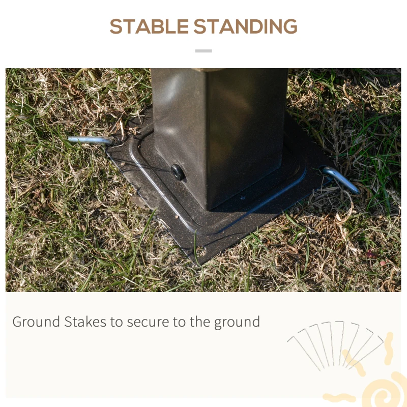 Outsunny 10' x 10' Outdoor Hardtop Gazebo Canopy with UV60+ Polycarbonate Roof, Steel Frame, Central Hook, Curtains, Khaki