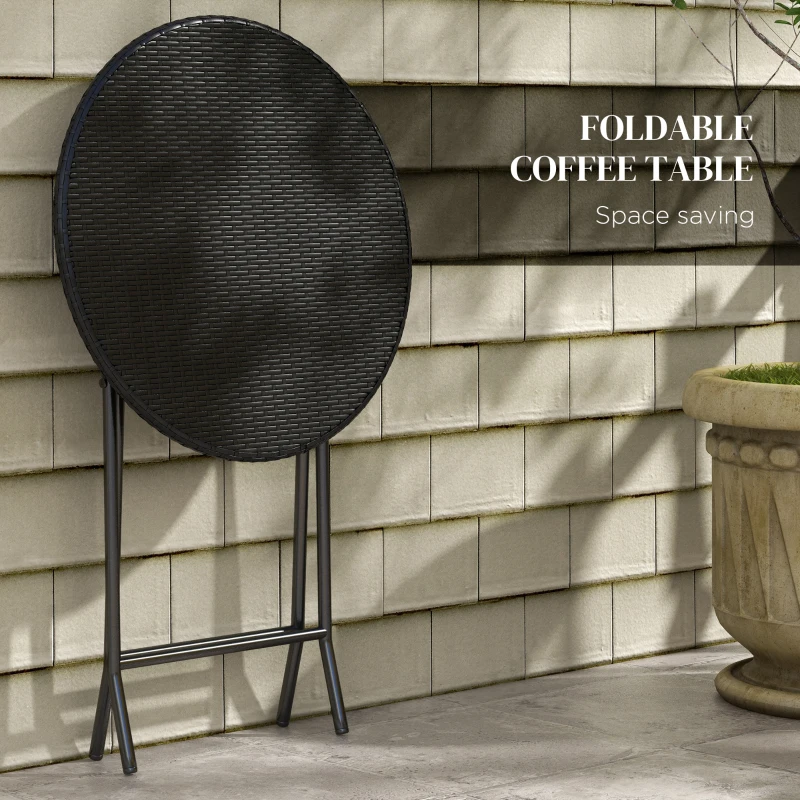 Outsunny Outdoor Patio Wicker Bistro Furniture Set with Cushions, for Porch, Backyard, Garden, White