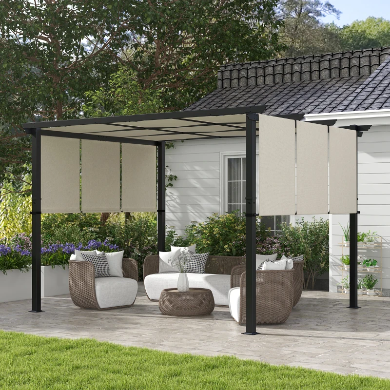 Outsunny 10' x 12' Metal Pergola, Outdoor Pergola with Retractable Canopy, for Garden, Patio, Backyard, Deck