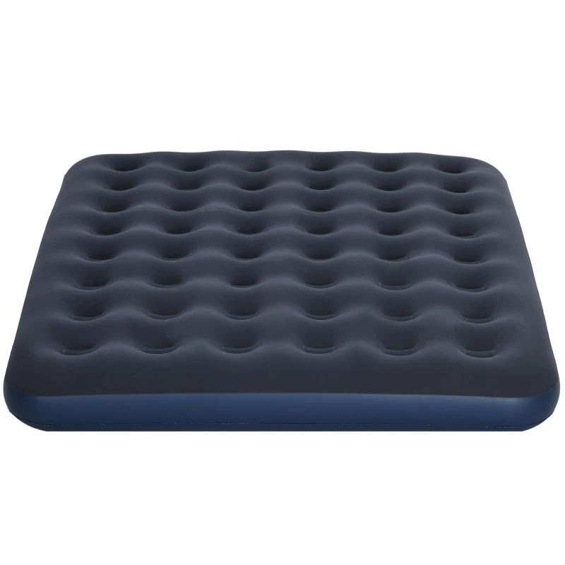Outsunny Air Mattress Queen, Inflatable Air Bed with Flocked Surface for Guest, Camping, Travel, Dark Blue