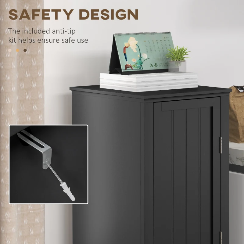 HOMCOM 48" Kitchen Pantry Storage Cabinet, Single Door Kitchen Cabinet with 4 Tier Shelving and Adjustable Shelves, Black