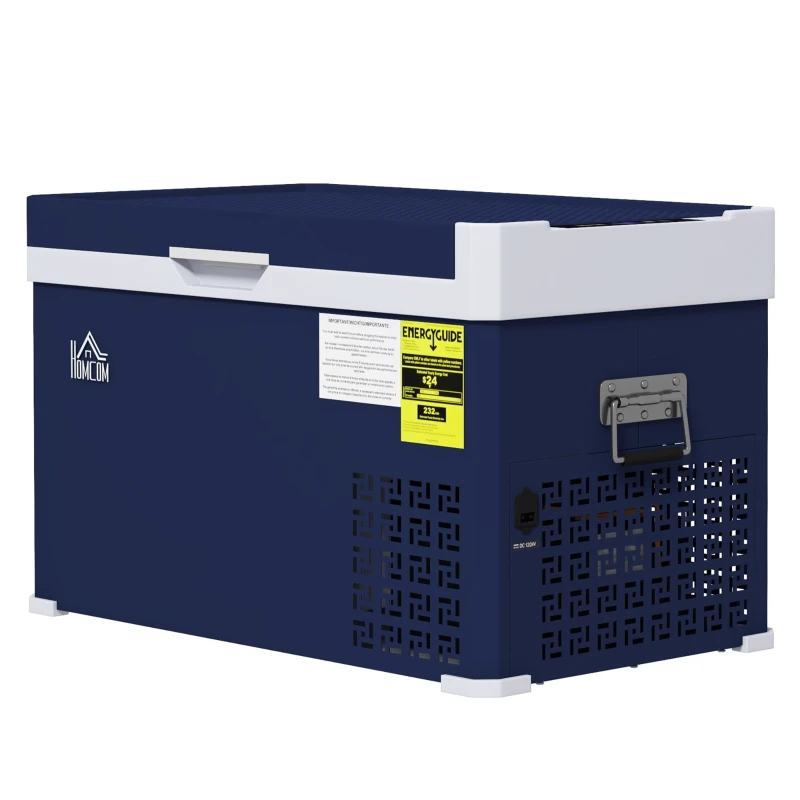 HOMCOM Dual Zone Car Fridge, 32 Quart Portable Fridge, 12/24V DC and 100V-240V AC, for Campervan RV Boat Travel Use, -4℉-68℉