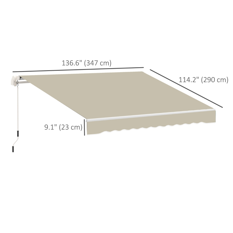Outsunny 11' x 10' Retractable Awning Fabric Replacement Outdoor Sunshade Canopy Awning Cover, UV Protection, Cream White