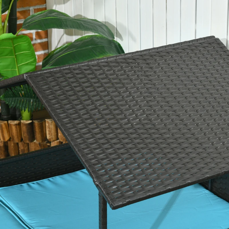 PawHut Outdoor Dog House Extendable Wicker Dog Bed with Soft Cushion Washable Cover, for Small and Medium Dogs, Blue