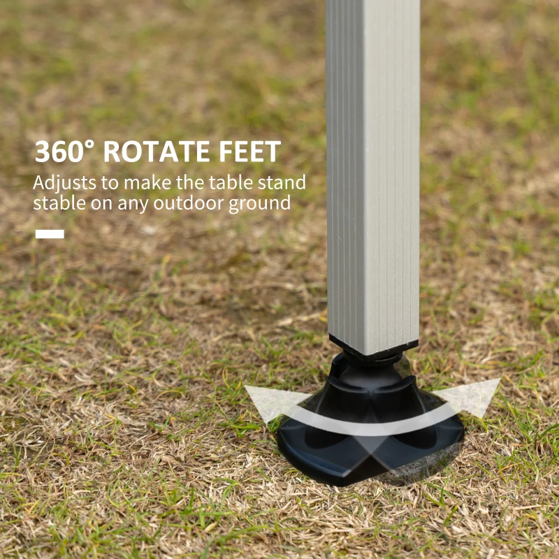 Outsunny 3.9ft Portable Picnic Table w/ All-terrain Feet, Aluminum Folding Camping Table for Indoor and Outdoor, Camping, Picnic, Barbecue and Party