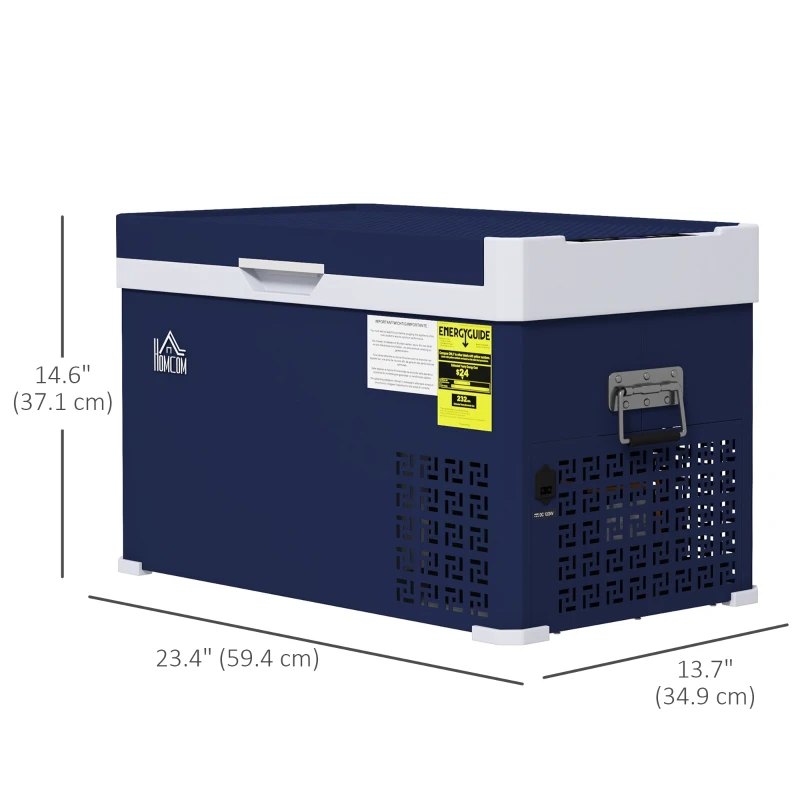 HOMCOM Dual Zone Car Fridge, 32 Quart Portable Fridge, 12/24V DC and 100V-240V AC, for Campervan RV Boat Travel Use, -4℉-68℉