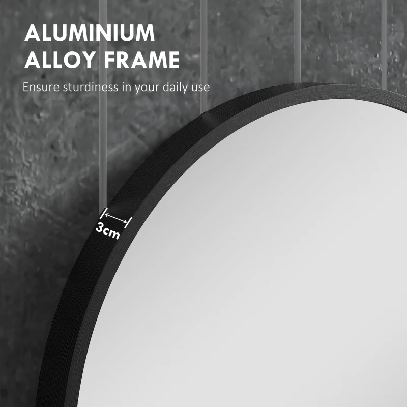 HOMCOM Bathroom Mirror for Vanity, Oval Wall Mirror with Aluminium Frame, 24" x 35"