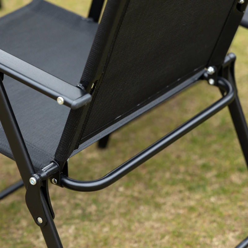 Outsunny 8 Piece Patio Dining Set with Table Umbrella, 6 Folding Chairs and Rectangle Dining Table, Outdoor Patio Furniture Set, Black