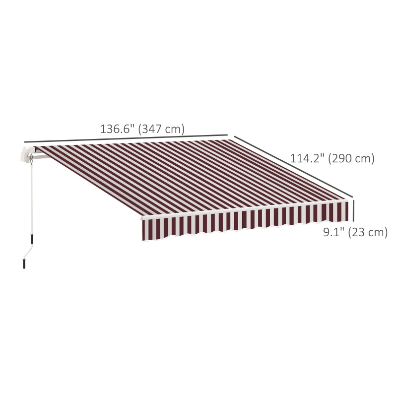 Outsunny 11' x 10' Retractable Awning Fabric Replacement Outdoor Sunshade Canopy Awning Cover, UV Protection, Red & White