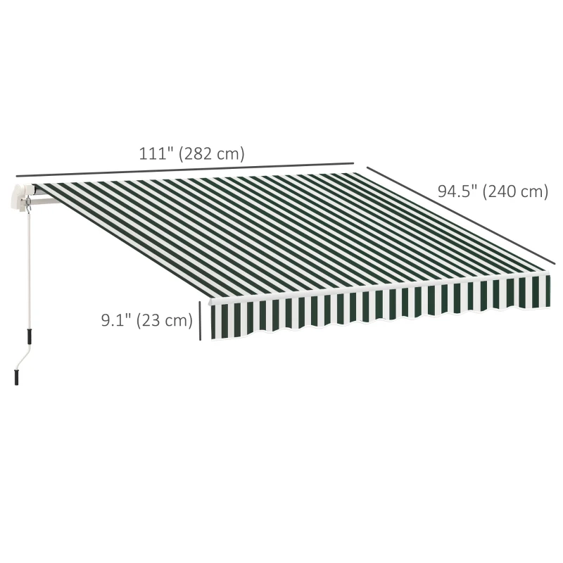 Outsunny 10' x 8' Retractable Awning Fabric Replacement Outdoor Sunshade Canopy Awning Cover, UV Protection, Green and White