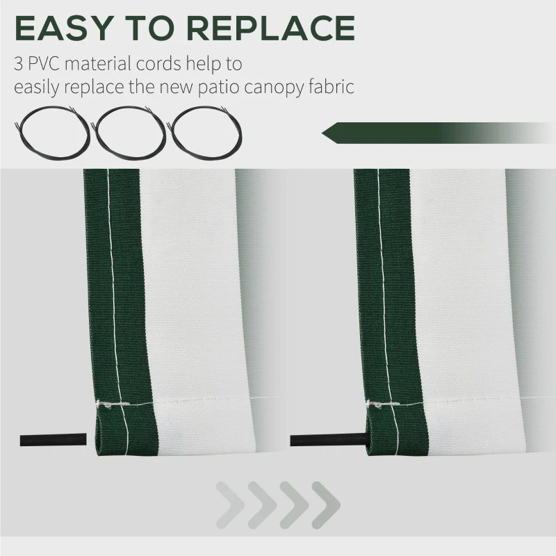 Outsunny 10' x 8' Retractable Awning Fabric Replacement Outdoor Sunshade Canopy Awning Cover, UV Protection, Green and White