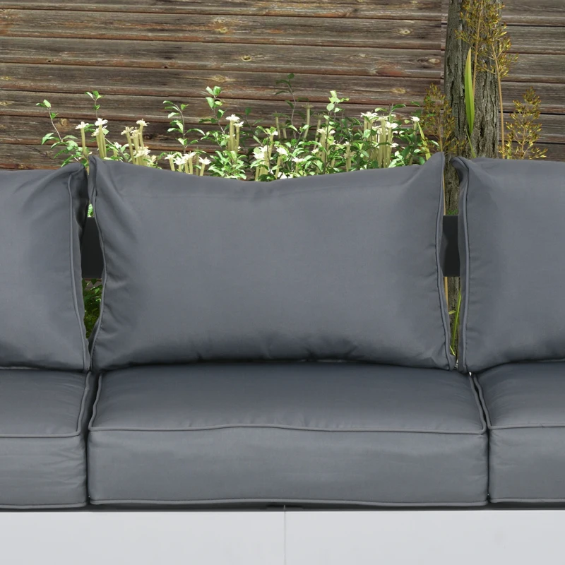 Outsunny Patio Furniture with Cushions, Aluminum Outdoor Sofa with Wide Armrests, Gray